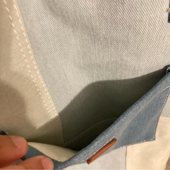 C & C California Denim Patchwork Tote with Pocket - Picture 5 of 11